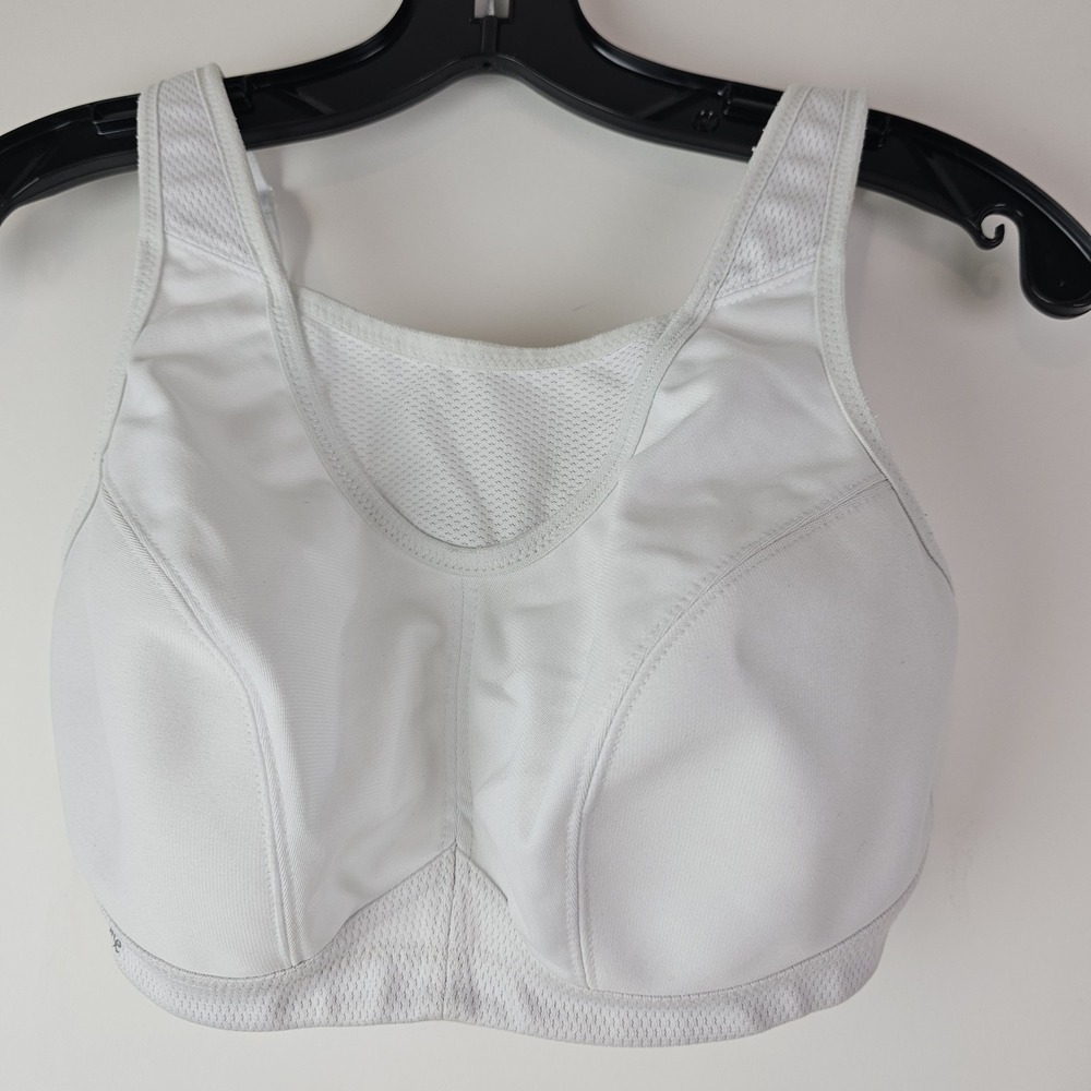 Glamorise 1066 White No Bounce Cami Wire Free‎ Wireless Sports Bra 34DD